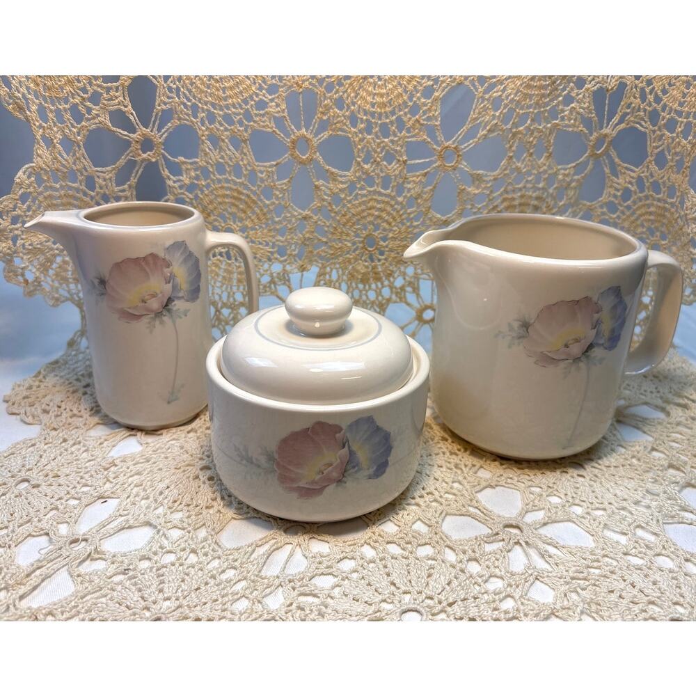 Vintage Noritake Misty Isle Ringlet Sugar Bowl, Creamer, Gravy boat/Pitcher